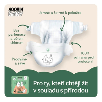 MOOMIN BABY 4 Eko plienky maxi 7–14 kg 42 kusov