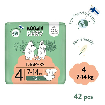 MOOMIN BABY 4 Eko plienky maxi 7–14 kg 42 kusov