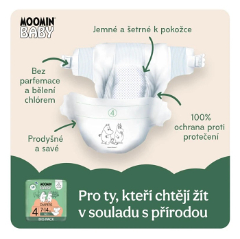 MOOMIN BABY 4 Eko plienky maxi 7-14 kg 63 kusov