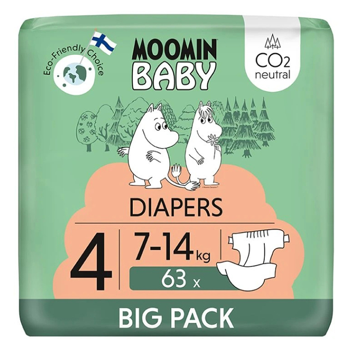 MOOMIN BABY 4 Eko plienky maxi 7-14 kg 63 kusov