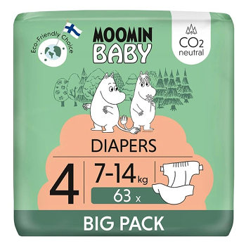 MOOMIN BABY 4 Eko plienky maxi 7-14 kg 63 kusov