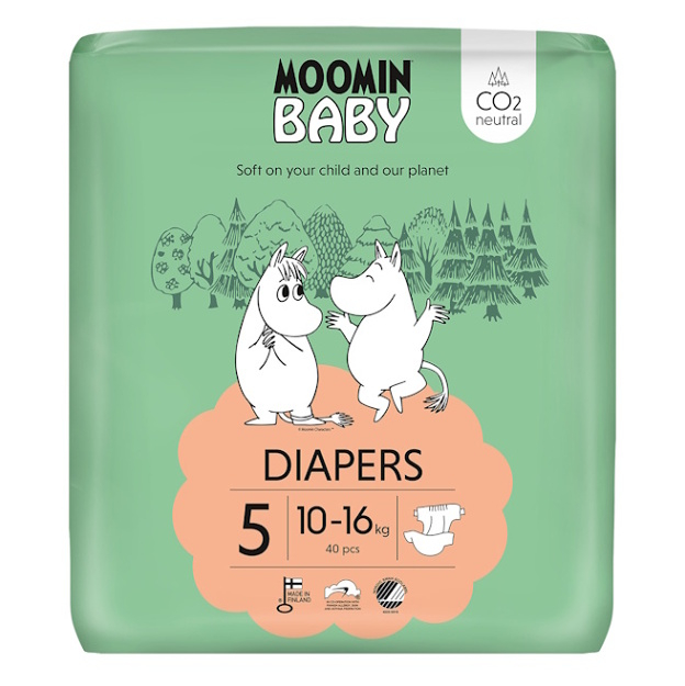 MOOMIN BABY 5 Maxi 10–16 kg, eko plienky 40 ks