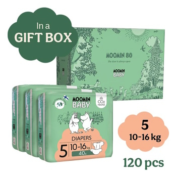 MOOMIN Baby 5 eko plienky darčekový box maxi 10–16 kg 120 kusov (Plienky 5 (11 - 25 kg)) - Ekologické - obrázok 2/2