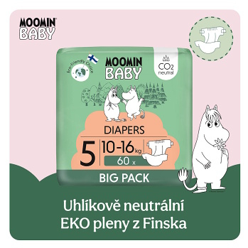 MOOMIN BABY 5 Eko plienky maxi 10-16 kg 60 kusov (Plienky 4 (7 - 18 kg)) - Ekologické - obrázok 2/4