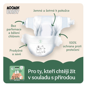 MOOMIN BABY 5 Eko plienky maxi 10-16 kg 60 kusov (Plienky 4 (7 - 18 kg)) - Ekologické - obrázok 4/4