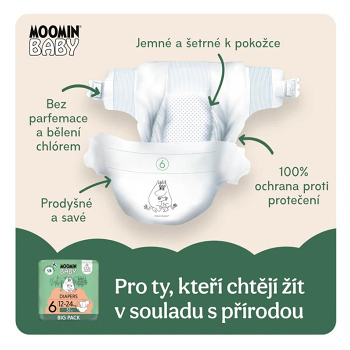 MOOMIN BABY 6 Eko plienky maxi 12-24 kg 51 kusov