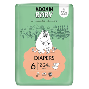 MOOMIN BABY 6 Eko plienky maxi 12–24 kg 34 kusov (Plienky 5 (11 - 25 kg)) - Ekologické - obrázok 1/4