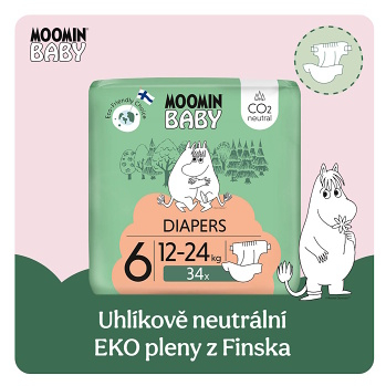 MOOMIN BABY 6 Eko plienky maxi 12–24 kg 34 kusov (Plienky 5 (11 - 25 kg)) - Ekologické - obrázok 4/4