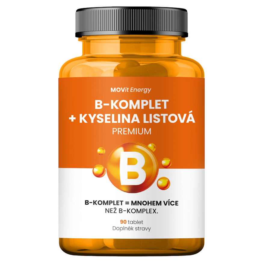 Movit Energy B-Komplet + Kyselina listová PREMIUM výživový doplnok na podporu metabolizmu 90 tbl