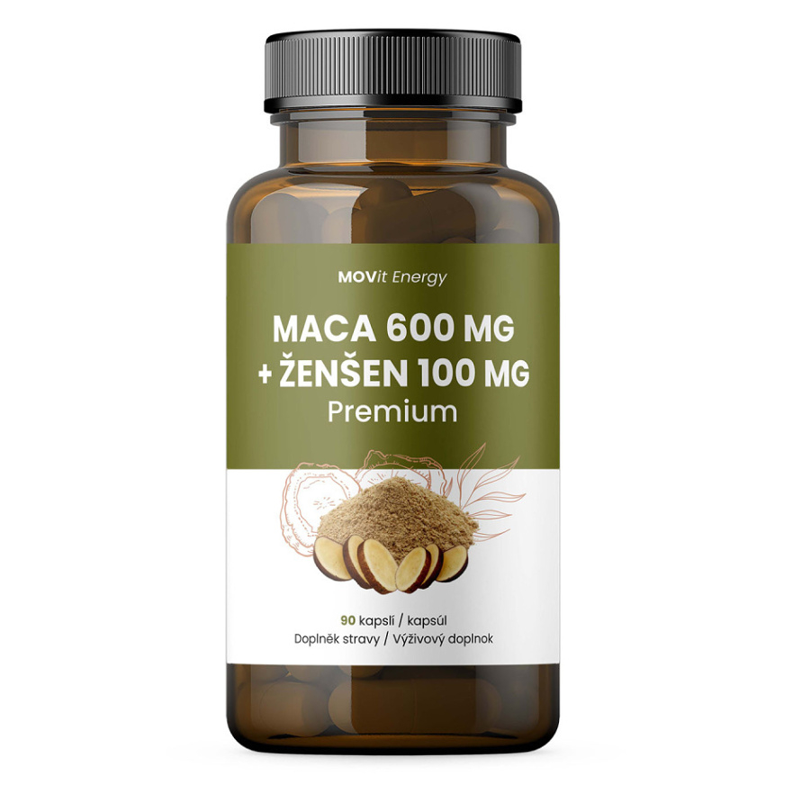 Movit Energy Maca 600 mg + Ženšen 100 mg PREMIUM kapsuly na podporu fyzickej a psychickej rovnováhy tela 90 cps kúpite na Mojalekaren.sk