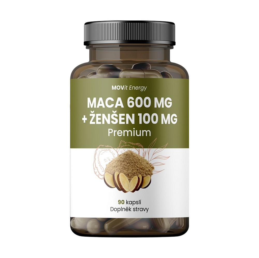 Movit Energy Maca 600 mg + Ženšen 100 mg PREMIUM kapsuly na podporu fyzickej a psychickej rovnováhy tela 90 cps kúpite na Mojalekaren.sk