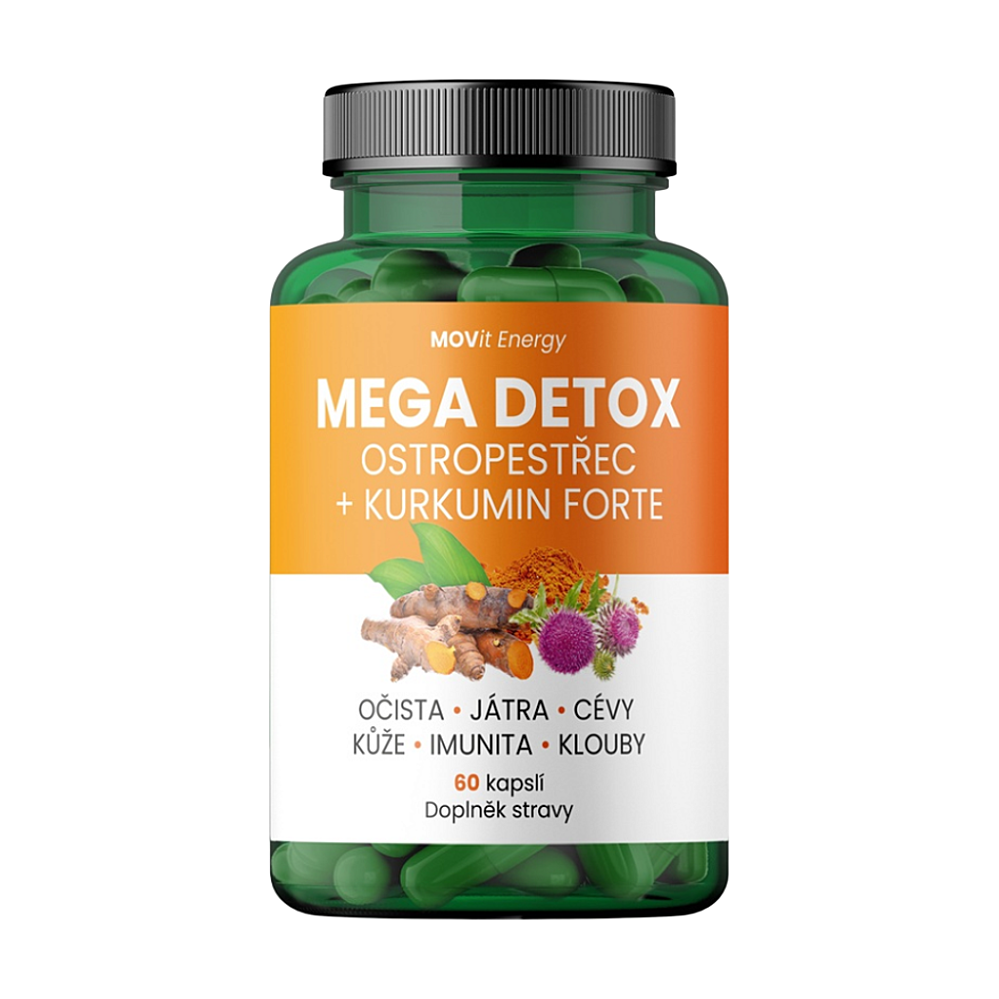 MOVIT ENERGY Mega detox Pestrec a Kurkumin forte 60 vegánskych kapsúl