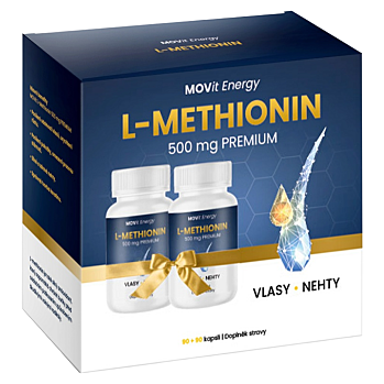 MOVIT ENERGY Metionín Premium 500 mg Darčekové balenie 90 + 90 kapsúl (Vitamíny na vlasy) - Jednozložkové