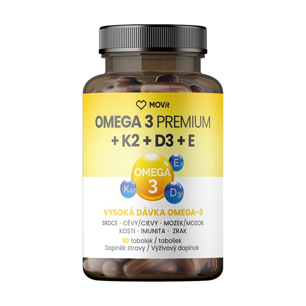 Movit Energy Omega 3 Premium +K2+D3+E doplnok stravy na podporu zdravia nervového systému 90 cps kúpite na Mojalekaren.sk