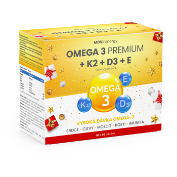 MOVIT ENERGY Omega 3 Premium + K2 + D3 + E 90+90 kapsúl ZADARMO