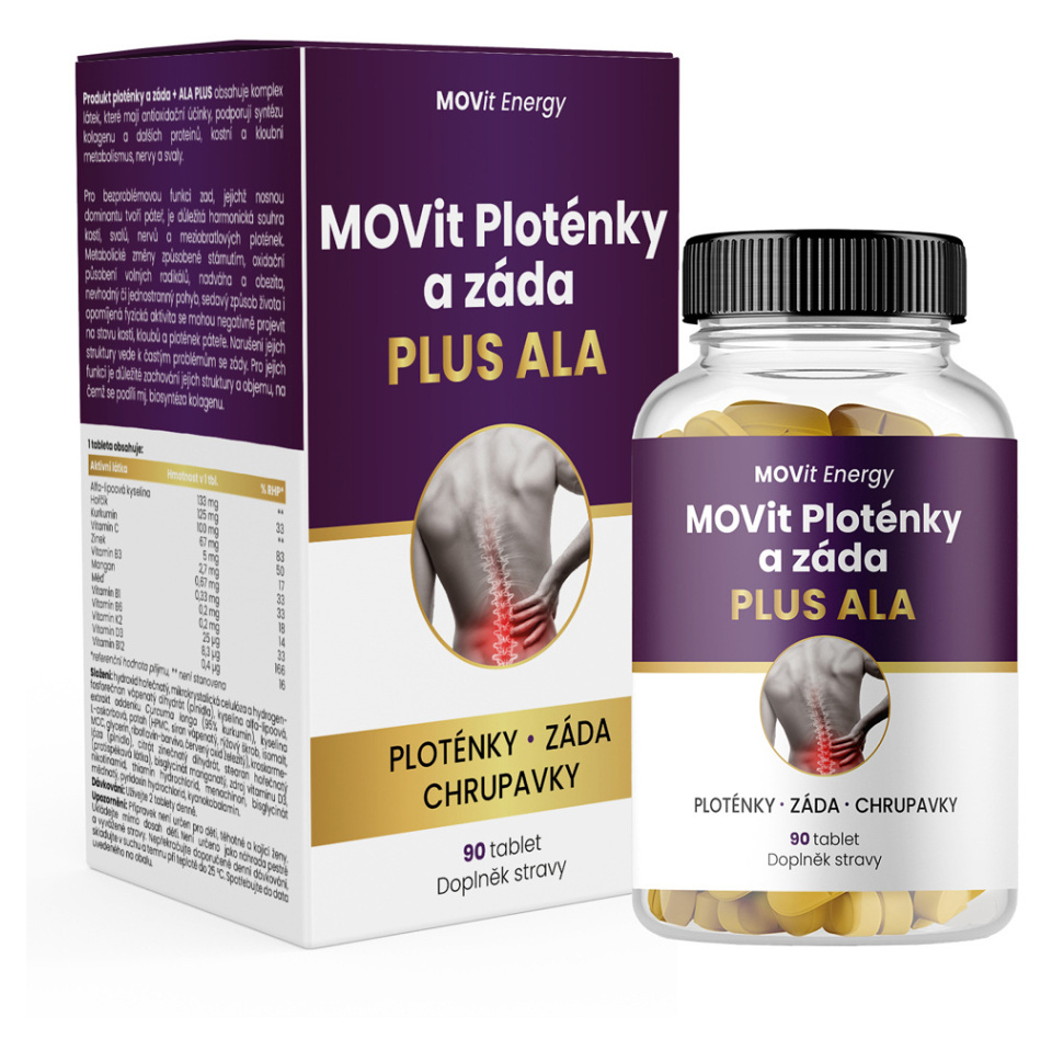Movit Energy Platňa a chrbát PLUS ALA tablety na podporu zdravia kostí a kĺbov 90 tbl