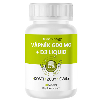 MOVIT ENERGY Vápnik 600 mg + D3 liquid 90 kapsúl