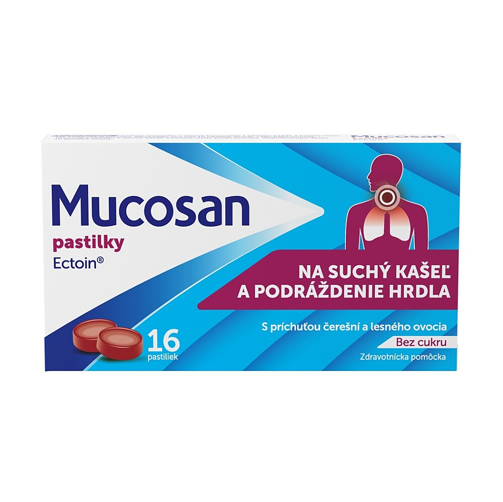 Mucosan bez cukru čerešňa a lesné ovocie 16 pastiliek