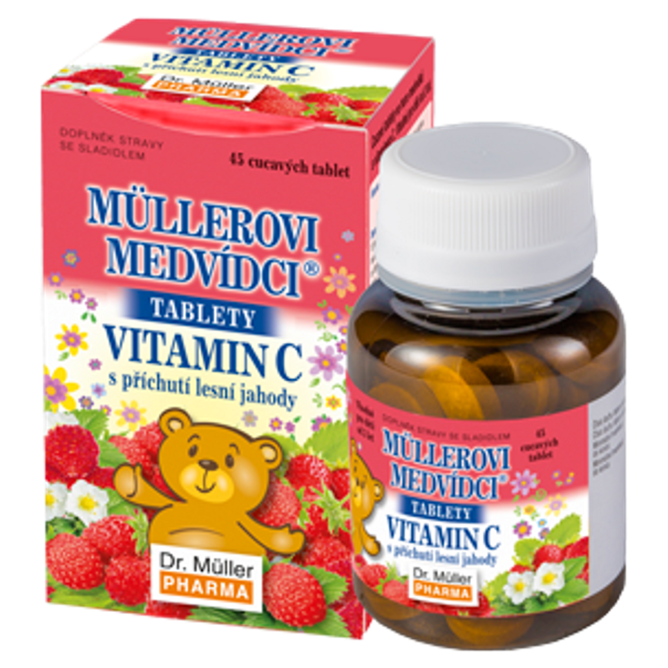 DR. MÜLLER Medvedíky - vitamín C s príchuťou lesných jahôd 45 tabliet