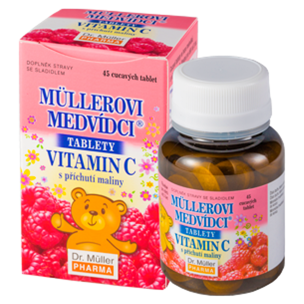 Dr. Müller Medvede Müller® malina tablety na cmúľanie s vitamínom C 45 tbl