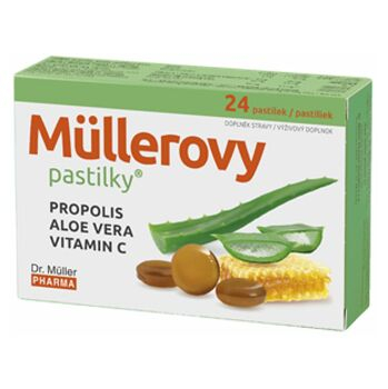 DR. MÜLLER Müllerove pastilky s propolisom a Aloe vera 24 ks