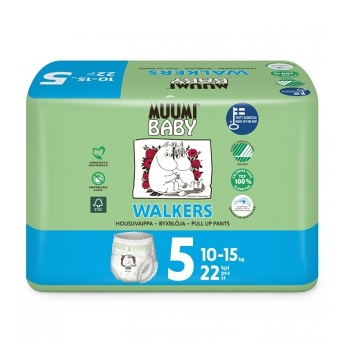 MUUMI BABY Walkers 5 Maxi+ 10-15 kg nohavičkové eko plienky 22 ks