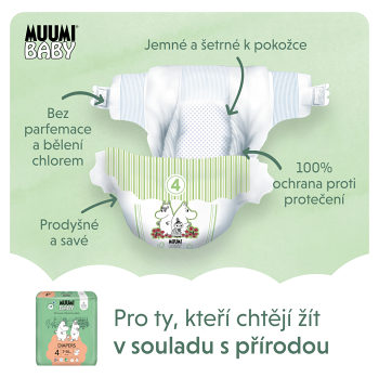 MUUMI BABY 4 Maxi 7–14 kg eko plienky 46 ks (Plienky 4 (7 - 18 kg)) - Ekologické - obrázok 2/4