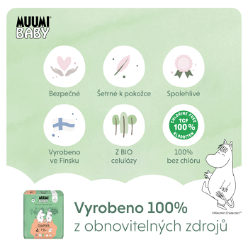 MUUMI BABY 4 Maxi 7–14 kg eko plienky 46 ks (Plienky 4 (7 - 18 kg)) - Ekologické - obrázok 3/4