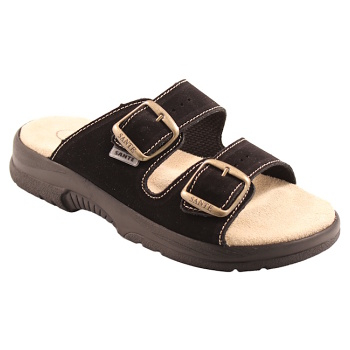 SANTÉ Zdravotné kožené šľapky s dvojitým pásikom 1 pár, Veľkosť obuvi: 37 (Pracovná ortopedická obuv)