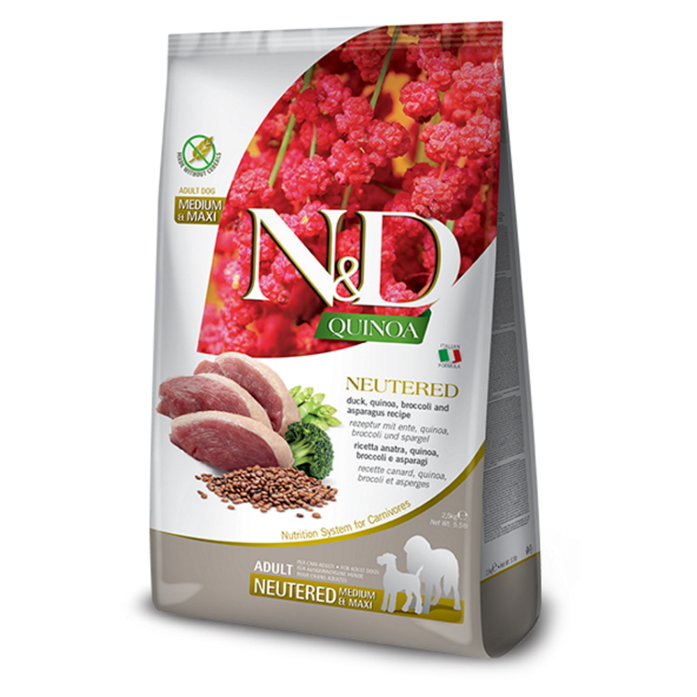 N&D Quinoa Neutered Duck & Broccoli & Asparagus pre psov 2,5 kg