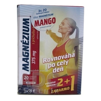 VITAR MAGNÉZIUM 375 mg 3x20 šumivých tabliet s príchuťou manga