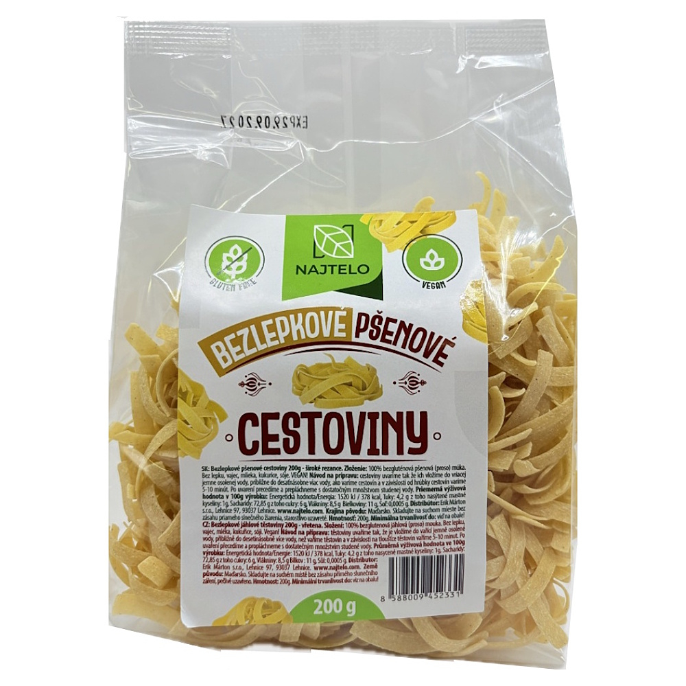 NAJTELO Bezlepkové pšenové široké rezance 200 g
