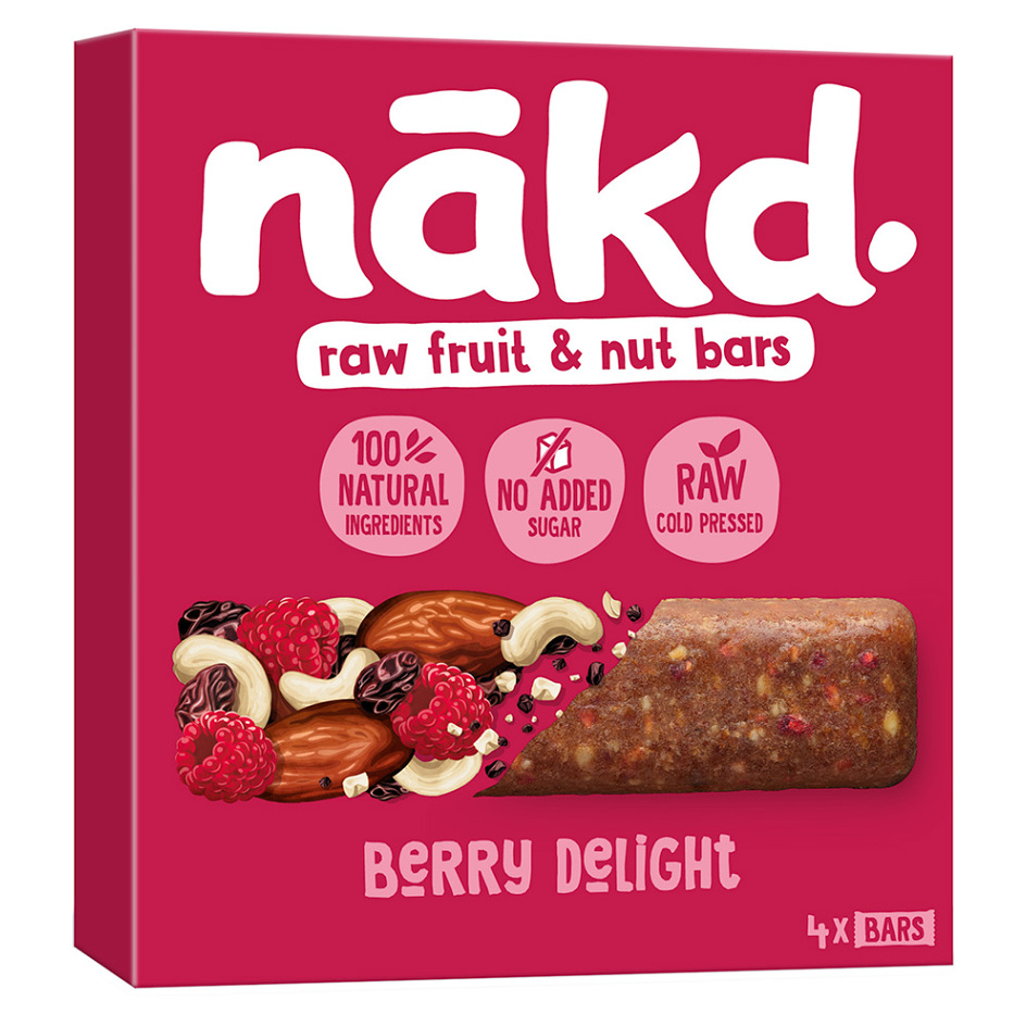 E-shop NAKD Berry delight ovocno orieškové raw tyčinky s malinami 4 x 35 g