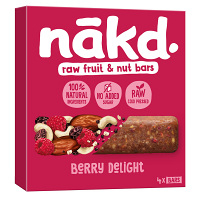 NAKD Berry delight ovocno orieškové raw tyčinky s malinami 4 x 35 g