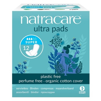 NATRACARE Menštruačné vložky Ultra SUPER s krídelkami 12 kusov (Prírodné menštruačné vložky)