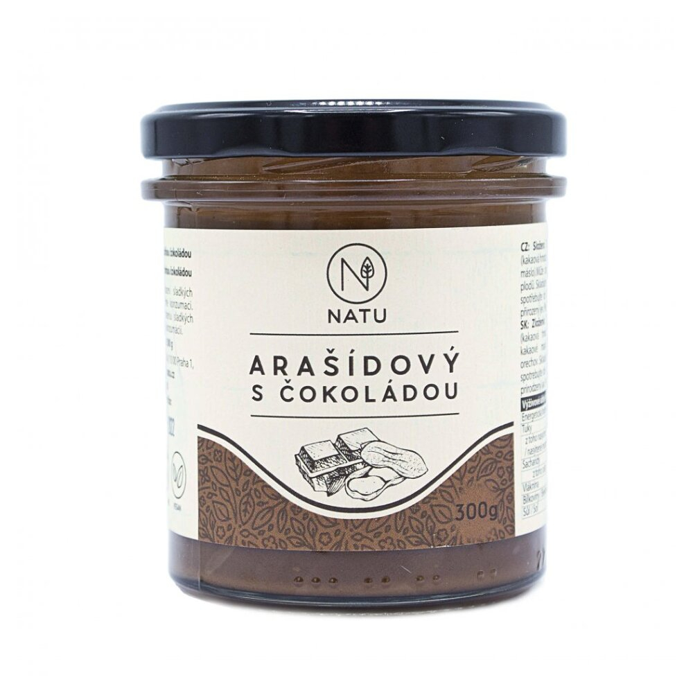 NATU Arašidový krém s horkou čokoládou orechová nátierka s čokoládou 300 g