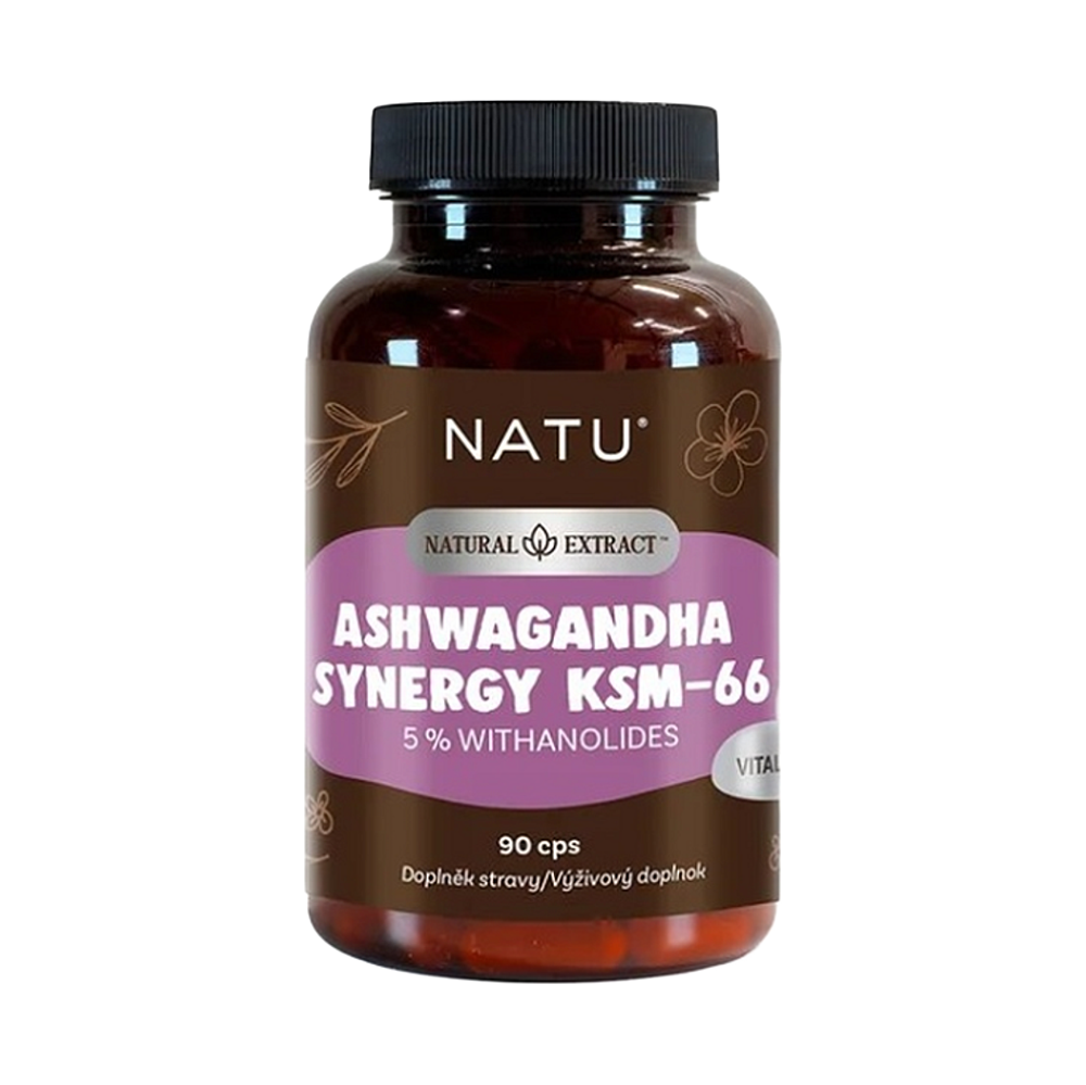 NATU Ashwagandha extrakt KSM-66 s piperínom 90 kapsúl