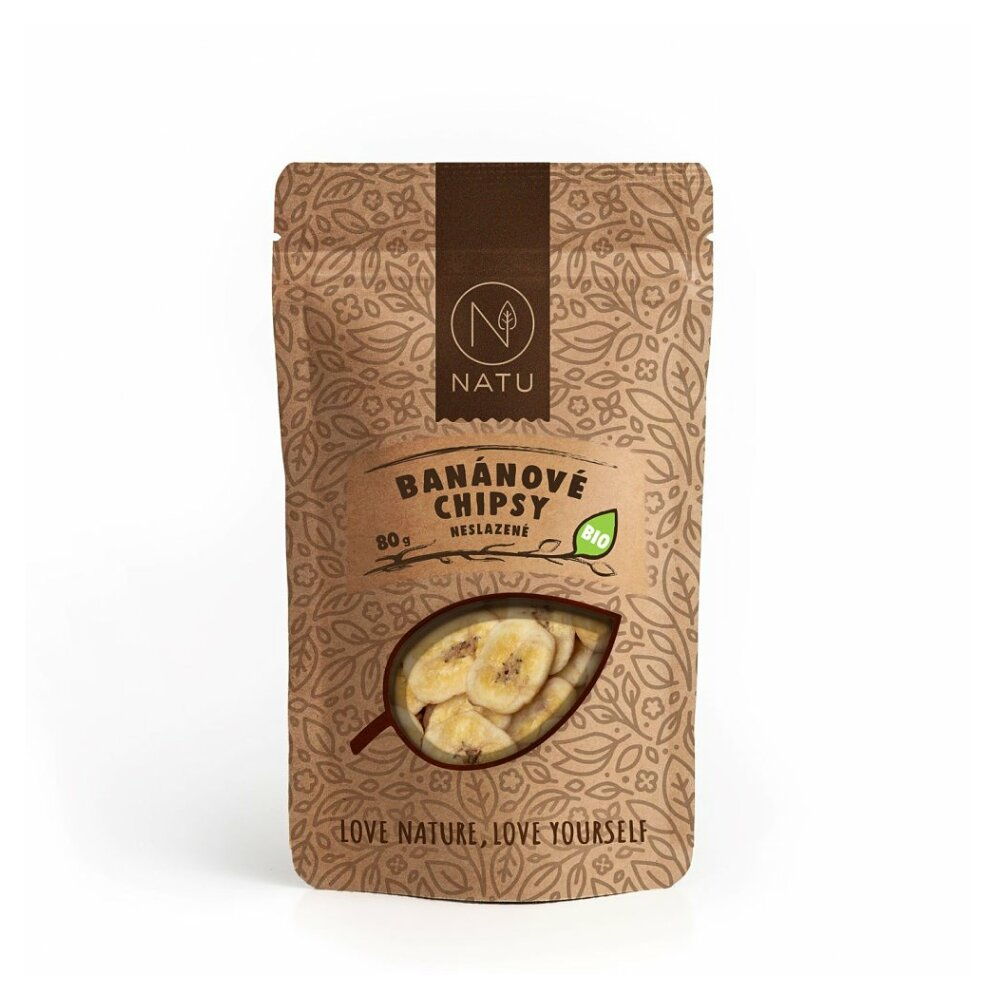 NATU Banánové chipsy nesladené BIO sušené ovocie nepresladzované 230 g