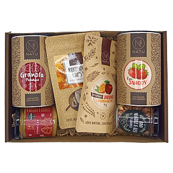 NATU Darčekový box sladké a veselé (Darčekové balenia potravín) - Viaczložkové, Sladké, Slané