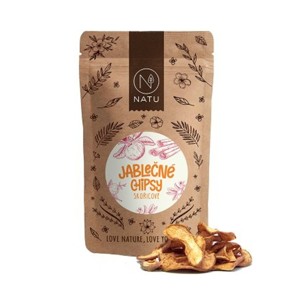 NATU Jablkové chipsy sušené ovocie príchuť Cinnamon 45 g