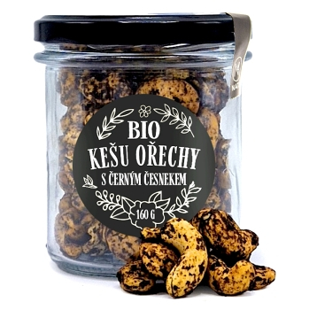 NATU Kešu orechy s čiernym cesnakom BIO 160 g (Kešu jadrá) - Slané