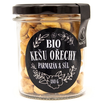 NATU Kešu orechy s parmezánom a fleur de sel BIO 180 g (Kešu jadrá) - Slané, Pražené