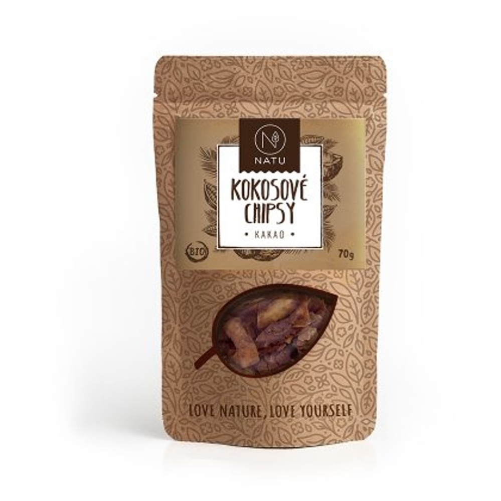 NATU Kokosové chipsy BIO kokosové čipsy v BIO kvalite príchuť Cocoa 70 g