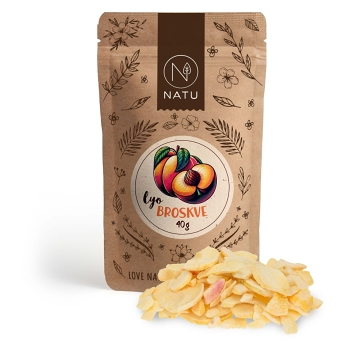 NATU Lyofilizované broskyne plátky 40 g (Rôznorodé ovocie) - Prírodné, Jednozložkové, Lyofilizované