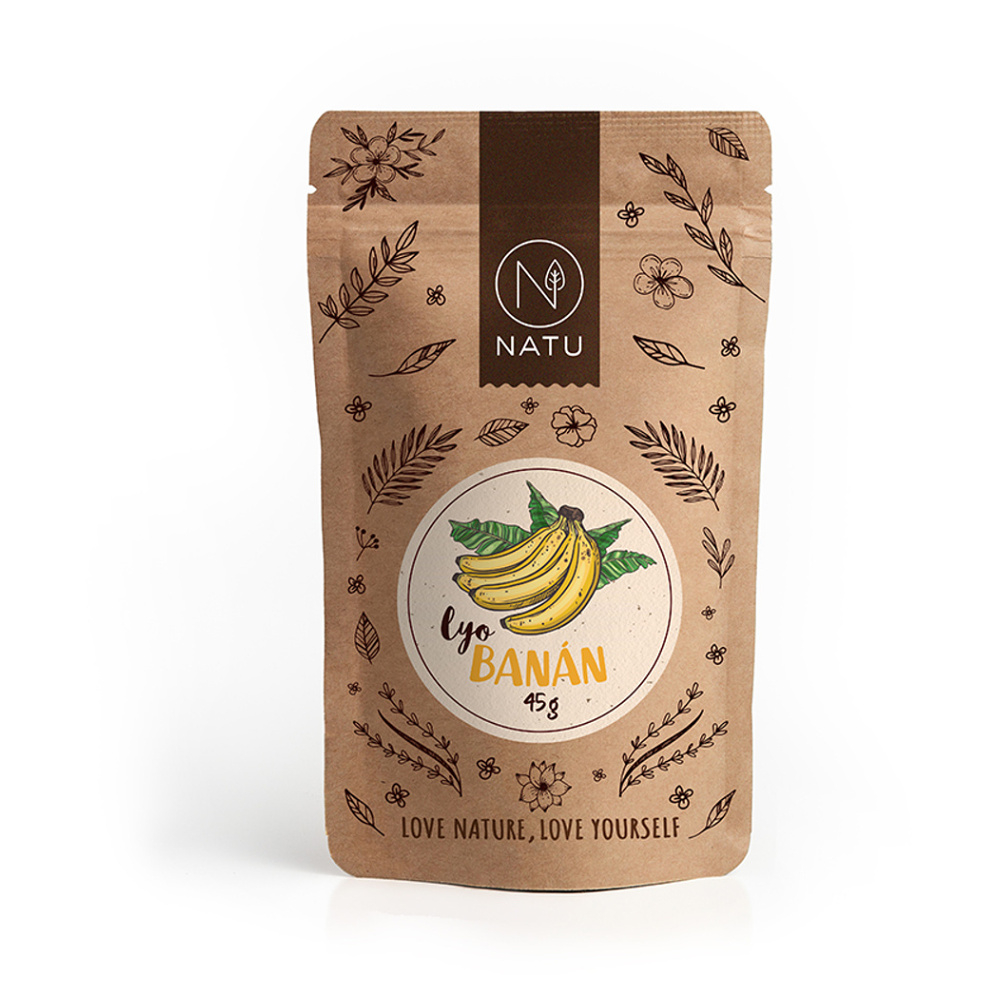 NATU Lyofilizovaný banán plátky mrazom sušené ovocie 45 g