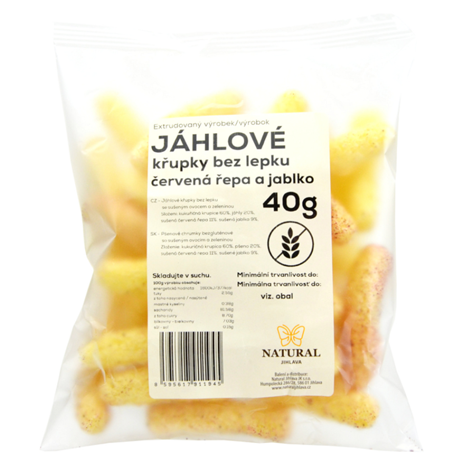 NATURAL JIHLAVA Chrumky pšeno červené repa a jablko natural 40 g