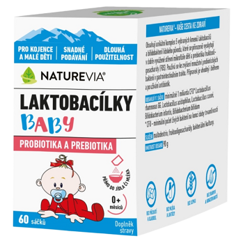NATUREVIA Laktobacílky baby 60 sáčkov (Probiotiká, laktobacily) - Viaczložkové