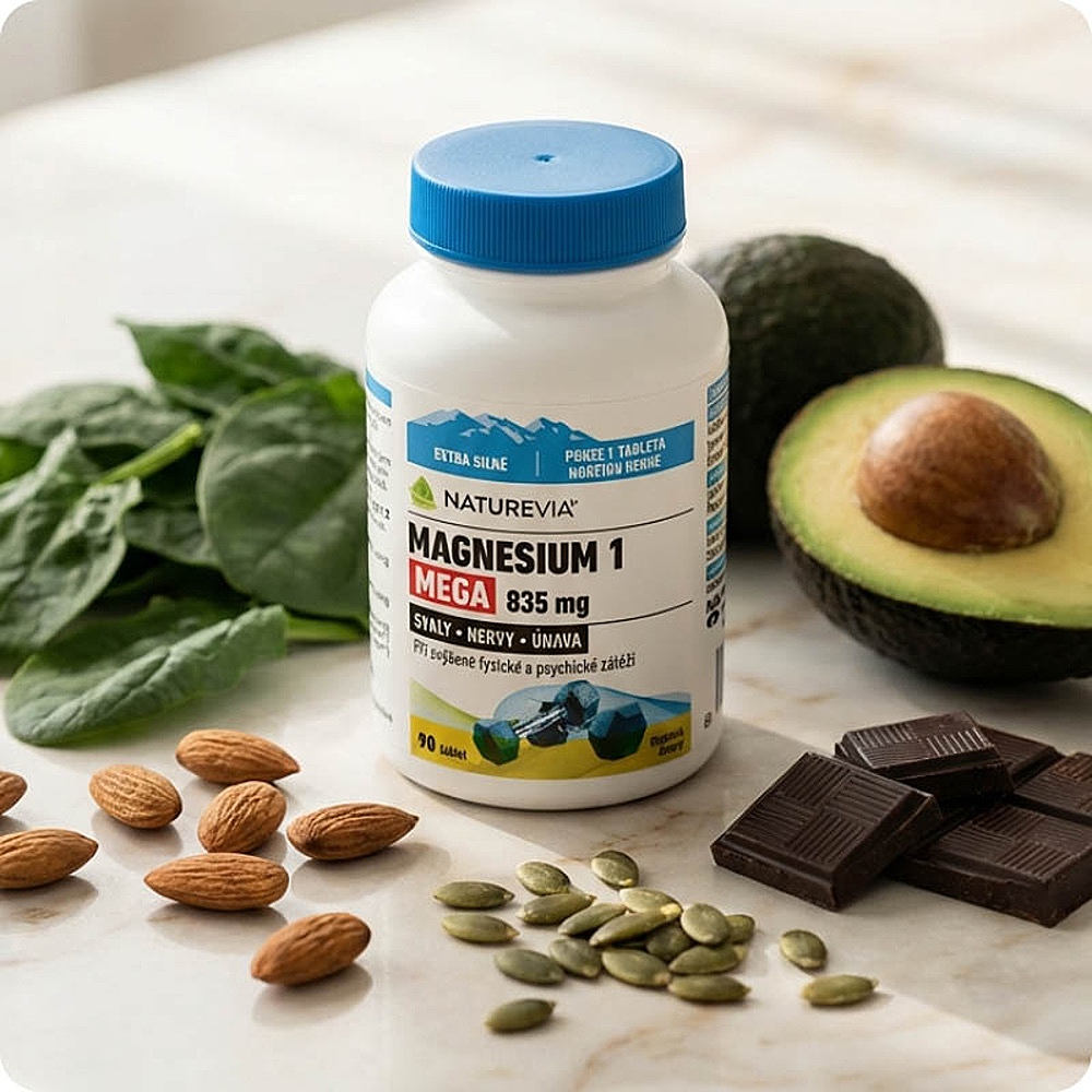 NatureVia Magnesium 1 Mega 835mg tablety na podporu normálnej činnosti nervovej sústavy, svalov, zubov a zníženie únavy 90 tbl kúpite na Mojalekaren.sk