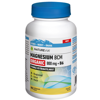 NATUREVIA Magnesium organic BCM 800 mg + B6, 90 kapsúl (Magnézium (Horčík)) - Viaczložkové