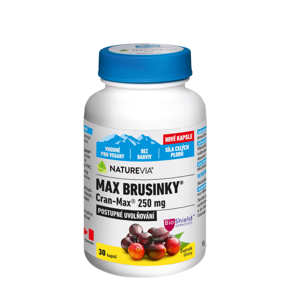 NatureVia Max Brusnice Cran-Max 250mg kapsuly na podporu zdravia močových ciest 30 cps kúpite na Mojalekaren.sk